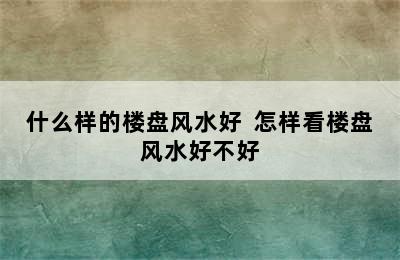 什么样的楼盘风水好  怎样看楼盘风水好不好